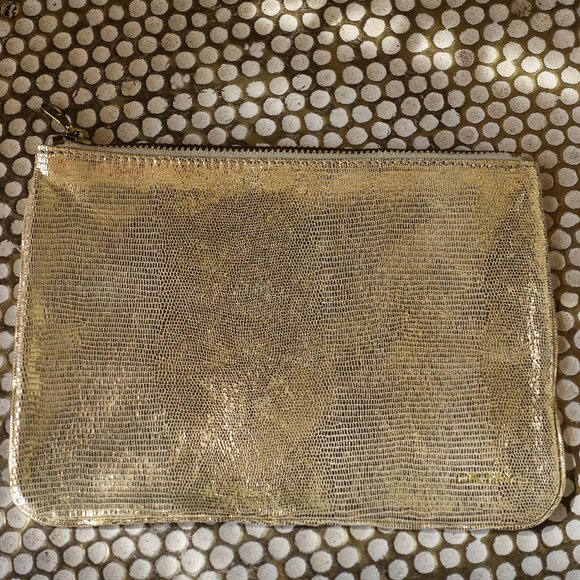 gold foiled leather DKNY zipper bag - Picture 2 of 4